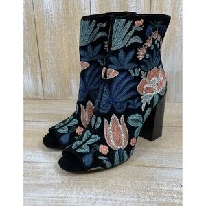 Rebecca Minkoff Women's Size 10M Floral Embroidered Peep Toe Bootie